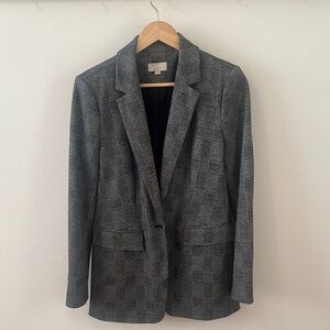 LOFT Black and White Checkered Blazer